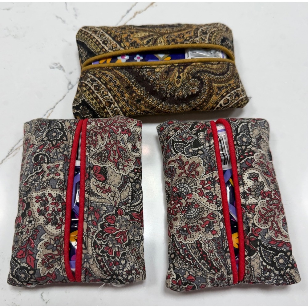 Set of 3 Fabric Handmade Tissue Covers Pouches